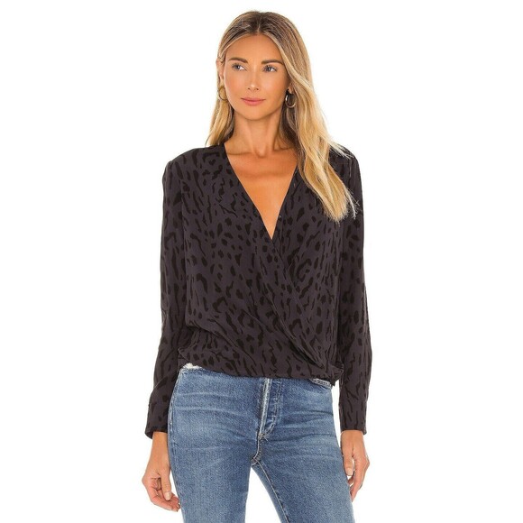 RAILS Hillary Ash Cheetah Wild Cat Animal Print High Low Surplice Top XS - Picture 9 of 9